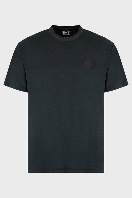 EA7 Logolu Regular Fit Sıfır Yaka Erkek T Shirt 7M000089 AF13862 UC001 SİYAH - 5