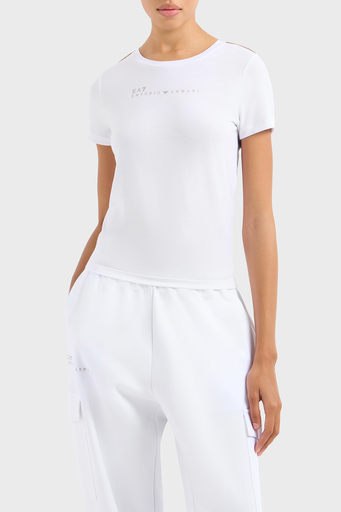 EA7 Logolu Slim Fit Bisiklet Yaka Bayan T Shirt 7W000274 AF12945 U0002 BEYAZ - 1