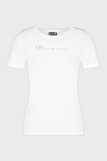 EA7 Logolu Slim Fit Bisiklet Yaka Bayan T Shirt 7W000274 AF12945 U0002 BEYAZ - 5