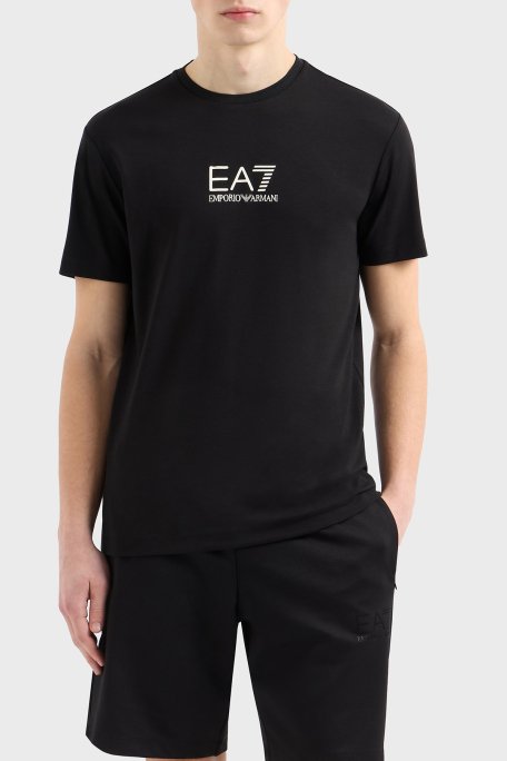 EA7 Logolu Slim Fit Bisiklet Yaka Erkek T Shirt 7M000301 AF13739 UC001 SİYAH - 1