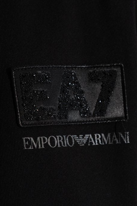 EA7 Logolu Streç Pamuklu Regular Fit Kolej Yaka Bayan Sweat 7W000178 AF12473 UC001 SİYAH - 4