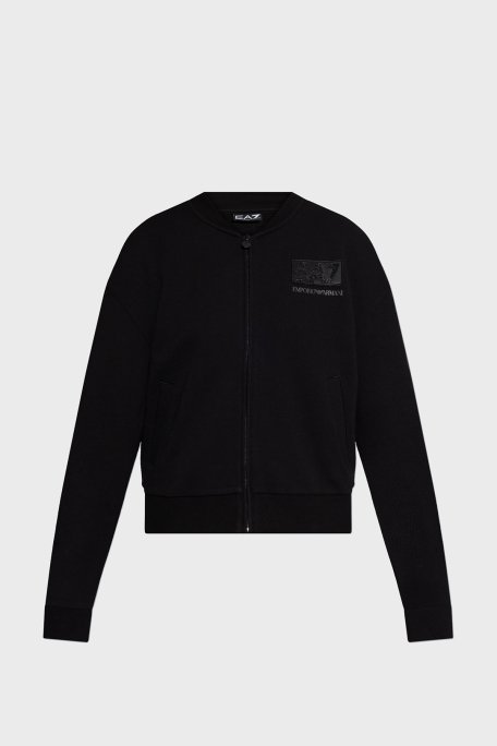 EA7 Logolu Streç Pamuklu Regular Fit Kolej Yaka Bayan Sweat 7W000178 AF12473 UC001 SİYAH - 5