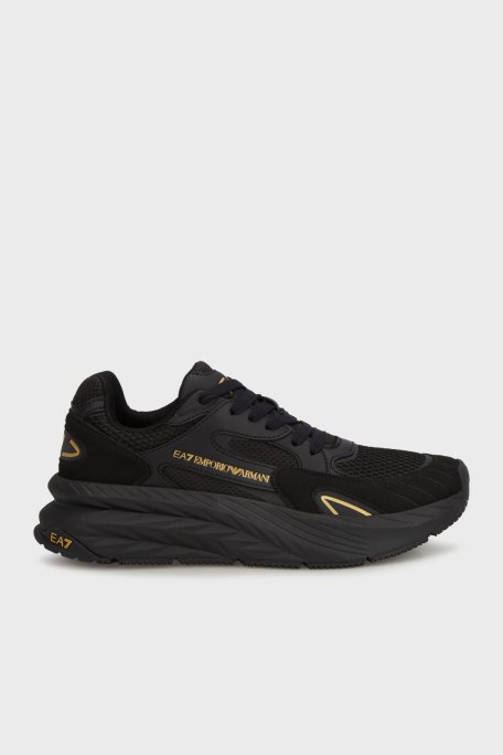 EA7 Logolu Süet Detaylı Kalın Taban Sneaker Unisex Ayakkabı X8X178 XK382 M701 SİYAH - 1