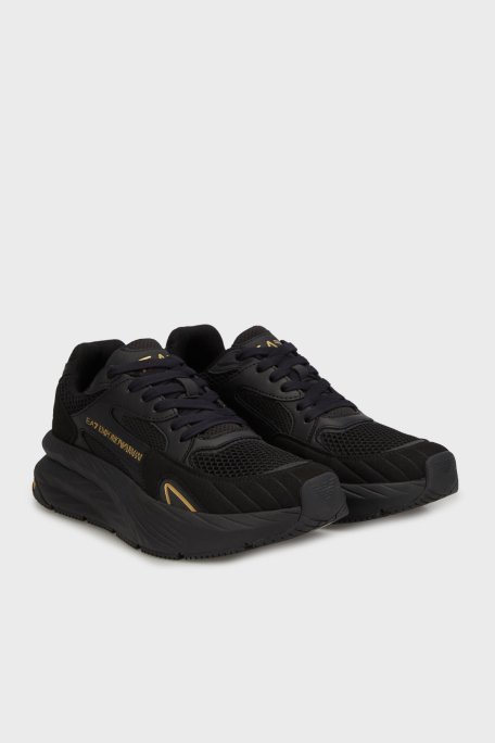 EA7 Logolu Süet Detaylı Kalın Taban Sneaker Unisex Ayakkabı X8X178 XK382 M701 SİYAH - 2