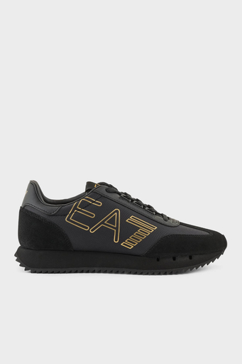 EA7 Logolu Süet Detaylı Sneaker Unisex Ayakkabı X8X101 XK257 M701 SİYAH-GOLD - 1