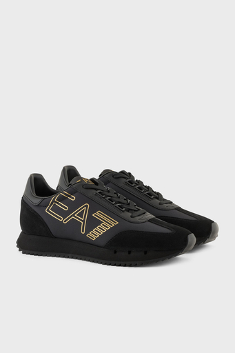 EA7 Logolu Süet Detaylı Sneaker Unisex Ayakkabı X8X101 XK257 M701 SİYAH-GOLD - 2