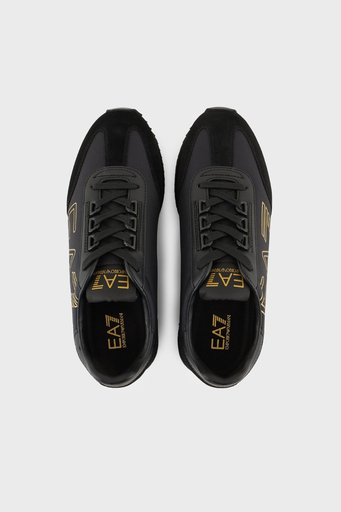 EA7 Logolu Süet Detaylı Sneaker Unisex Ayakkabı X8X101 XK257 M701 SİYAH-GOLD - 3