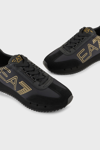 EA7 Logolu Süet Detaylı Sneaker Unisex Ayakkabı X8X101 XK257 M701 SİYAH-GOLD - 4