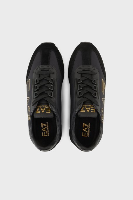 EA7 Logolu Süet Detaylı Sneaker Unisex Ayakkabı X8X101 XK257 M701 SİYAH-GOLD - 3
