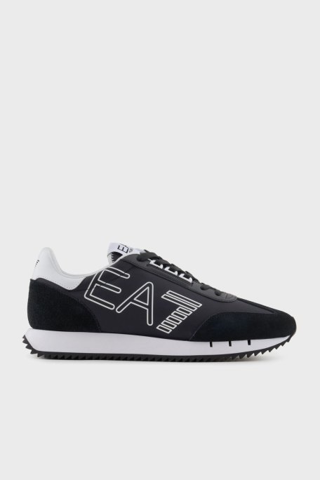 EA7 Logolu Süet Detaylı Sneaker Unisex Ayakkabı X8X101 XK257 U448 SİYAH - 1