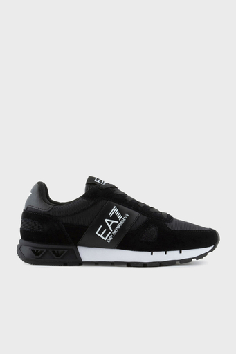 EA7 Logolu Süet Detaylı Sneaker Unisex Ayakkabı X8X151 XK354 A120 SİYAH-BEYAZ - 1