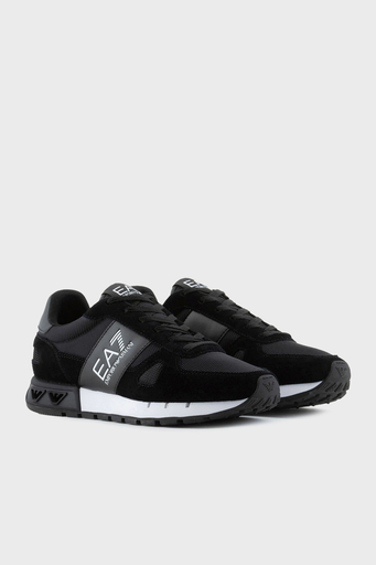 EA7 Logolu Süet Detaylı Sneaker Unisex Ayakkabı X8X151 XK354 A120 SİYAH-BEYAZ - 2