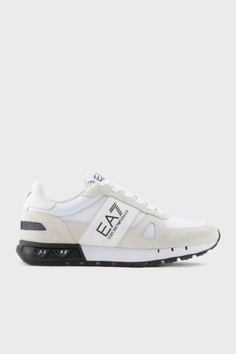EA7 Logolu Süet Detaylı Sneaker Unisex Ayakkabı X8X151 XK354 S271 BEYAZ-SİYAH - 1