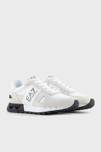 EA7 Logolu Süet Detaylı Sneaker Unisex Ayakkabı X8X151 XK354 S271 BEYAZ-SİYAH - 2
