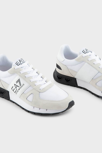 EA7 Logolu Süet Detaylı Sneaker Unisex Ayakkabı X8X151 XK354 S271 BEYAZ-SİYAH - 4