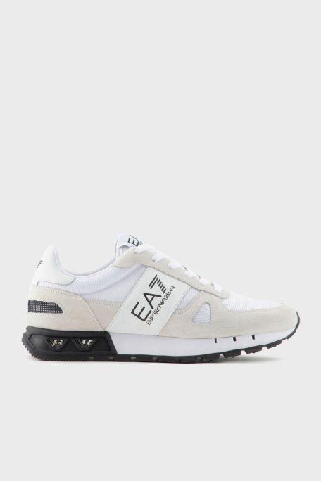 EA7 Logolu Süet Detaylı Sneaker Unisex Ayakkabı X8X151 XK354 S271 BEYAZ-SİYAH - 1