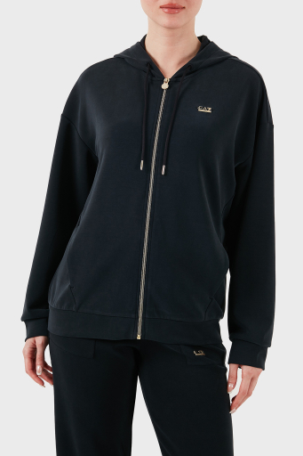 EA7 Modal Karışımlı Relaxed Fit Kapüşonlu Yaka Bayan Sweat 7W000192 AF12643 UC001 SİYAH - 11