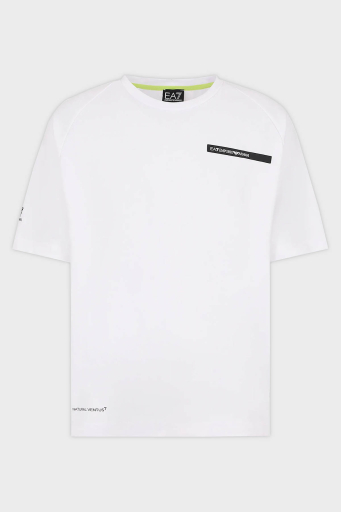 EA7 Oversize Fit Bisiklet Yaka Erkek T Shirt 3DPT11 PJUYZ 1100 BEYAZ - 5