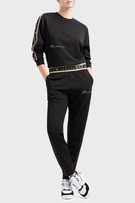EA7 Pamuk Karışımlı Regular Fit Logolu Bayan Eşofman Takımı 7W000283 AF12501 UC001 SİYAH - 1