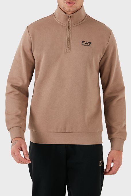 EA7 Pamuk Karışımlı Regular Fit Yarım Fermuarlı Dik Yaka Erkek Sweat 8NPM35 PJVTZ 1745 SÜTLÜ KAHVE - 1