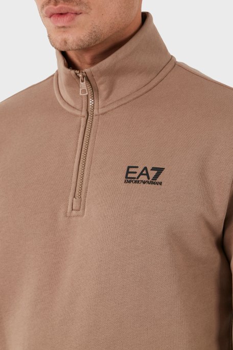 EA7 Pamuk Karışımlı Regular Fit Yarım Fermuarlı Dik Yaka Erkek Sweat 8NPM35 PJVTZ 1745 SÜTLÜ KAHVE - 2
