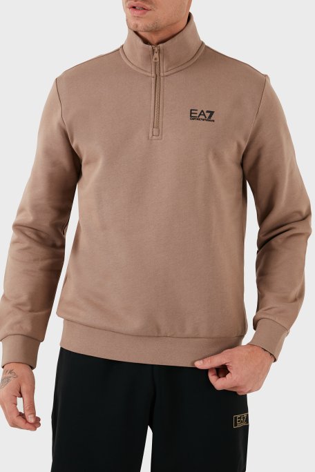 EA7 Pamuk Karışımlı Regular Fit Yarım Fermuarlı Dik Yaka Erkek Sweat 8NPM35 PJVTZ 1745 SÜTLÜ KAHVE - 6