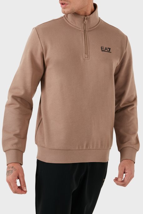 EA7 Pamuk Karışımlı Regular Fit Yarım Fermuarlı Dik Yaka Erkek Sweat 8NPM35 PJVTZ 1745 SÜTLÜ KAHVE - 7