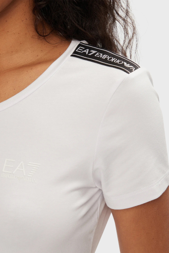EA7 Pamuk Karışımlı Slim Fit Bayan T Shirt 3DTT44 TJ6SZ 1100 BEYAZ - 7