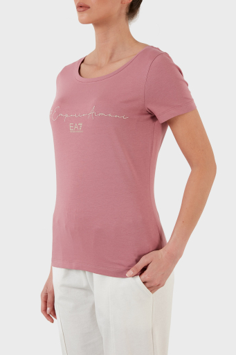 EA7 Pamuklu Baskılı Regular Fit Bisiklet Yaka Bayan T Shirt 3LTT16 TJCRZ 1413 PEMBE - 3