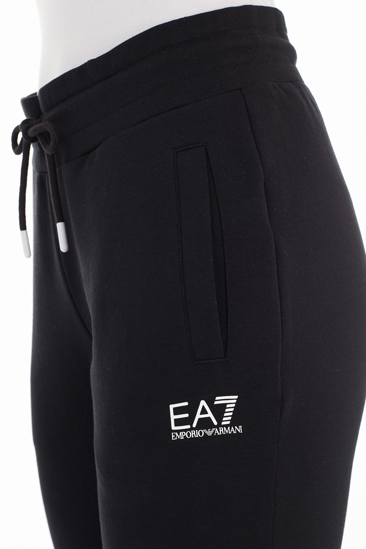 EA7 Pamuklu Belden Bağlamalı Eşofman Altı Kadın Pantolon 6HTP71 TJ9FZ 1200 SİYAH