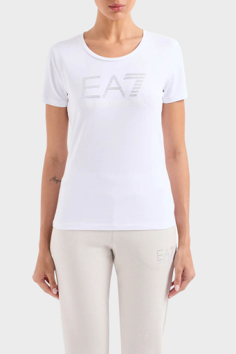 EA7 Pamuklu Regular Fit Bisiklet Yaka Bayan T Shirt 3DTT21 TJFKZ 1100 BEYAZ - 6