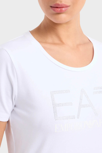 EA7 Pamuklu Regular Fit Bisiklet Yaka Bayan T Shirt 3DTT21 TJFKZ 1100 BEYAZ - 9