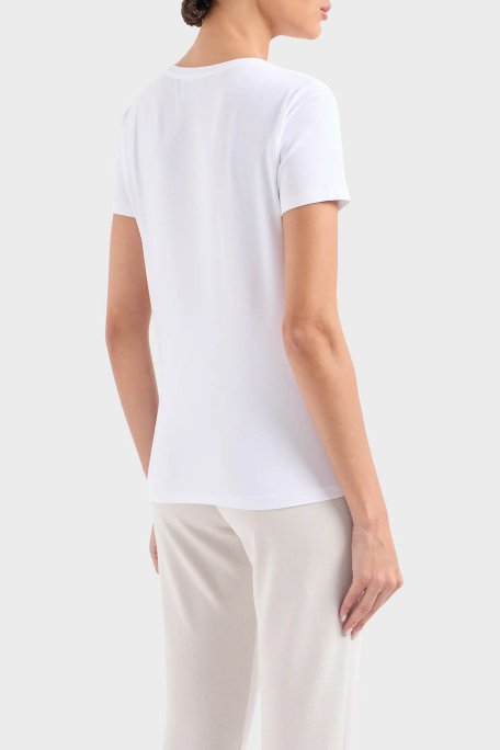 EA7 Pamuklu Regular Fit Bisiklet Yaka Bayan T Shirt 3DTT21 TJFKZ 1100 BEYAZ - 3