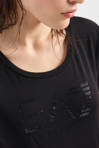 EA7 Pamuklu Regular Fit Bisiklet Yaka Bayan T Shirt 3DTT21 TJFKZ 1200 SİYAH - 9