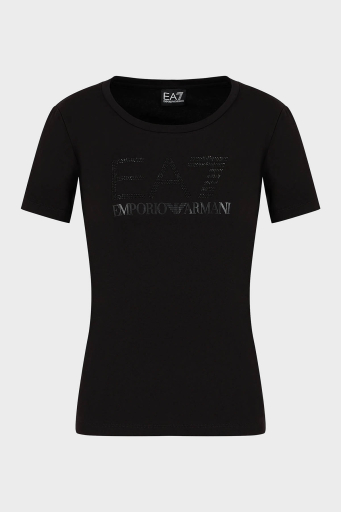 EA7 Pamuklu Regular Fit Bisiklet Yaka Bayan T Shirt 3DTT21 TJFKZ 1200 SİYAH - 10