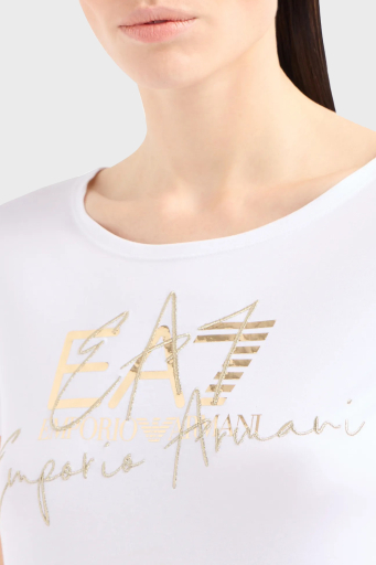 EA7 Pamuklu Regular Fit Bisiklet Yaka Bayan T Shirt 3DTT26 TJFKZ 0101 BEYAZ - 6