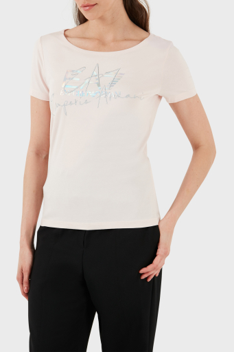 EA7 Pamuklu Regular Fit Bisiklet Yaka Bayan T Shirt 3DTT26 TJFKZ 1422 PUDRA - 6