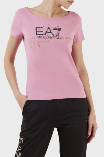 EA7 Pamuklu Regular Fit Bisiklet Yaka Bayan T Shirt 3RTT30 TJDLZ 1428 PEMBE - 7