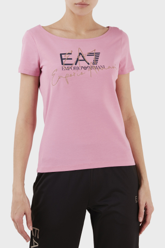 EA7 Pamuklu Regular Fit Bisiklet Yaka Bayan T Shirt 3RTT30 TJDLZ 1428 PEMBE - 10