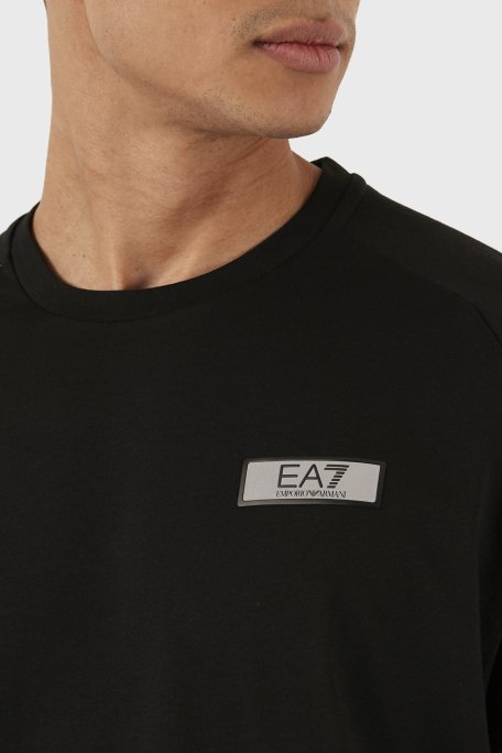 EA7 Pamuklu Regular Fit Bisiklet Yaka Erkek T Shirt 3DPT24 PJUVZ 1200 SİYAH - 5