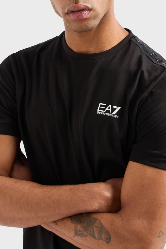 EA7 Pamuklu Regular Fit Bisiklet Yaka Erkek T Shirt 3DPT35 PJ02Z 0200 SİYAH - 4