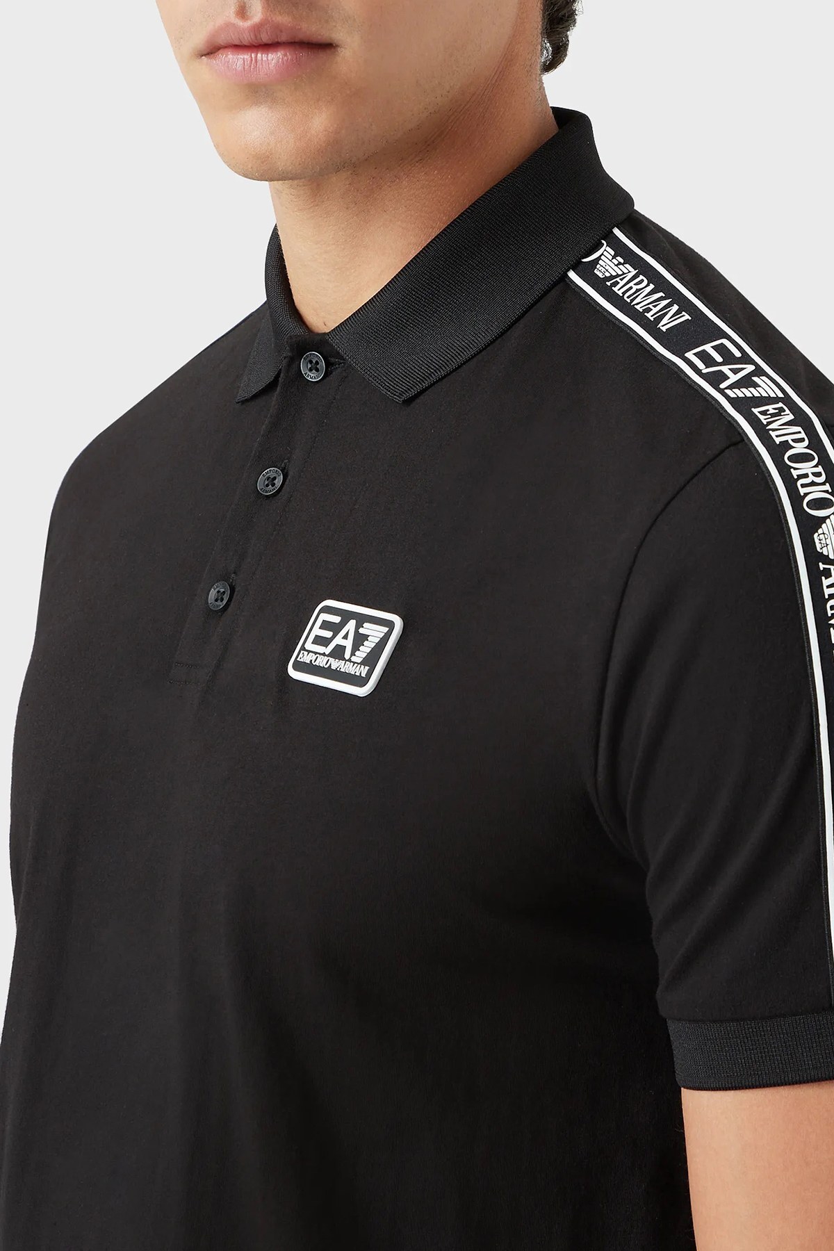 EA7 Pamuklu Regular Fit Düğmeli T Shirt Erkek Polo 3LPF20 PJ02Z 0200 SİYAH