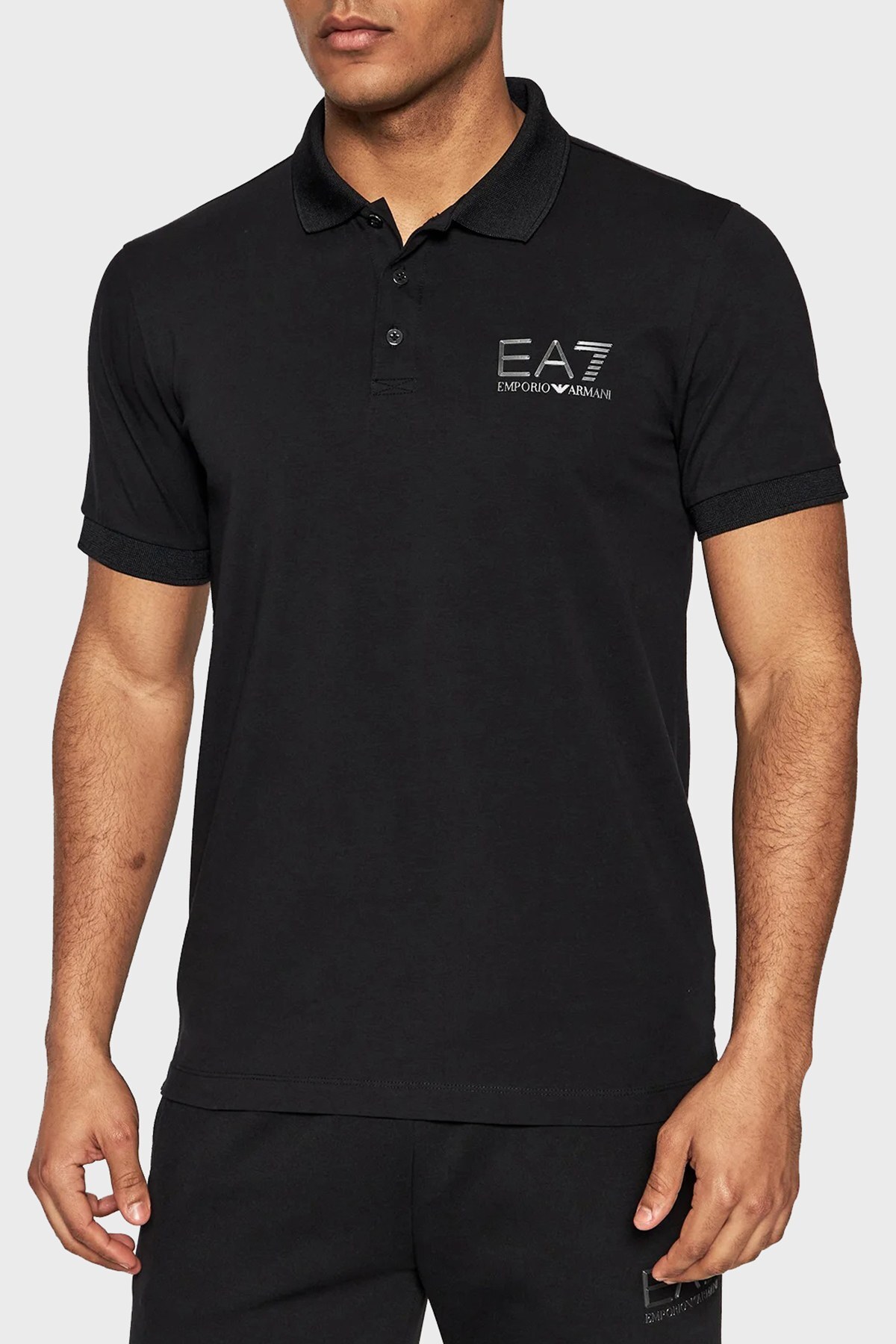 EA7 Pamuklu Regular Fit Düğmeli T Shirt Erkek Polo 3LPF78 PJBVZ 1200 SİYAH