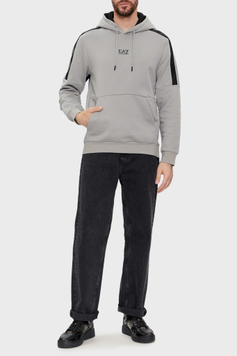 EA7 Pamuklu Regular Fit Kapüşolu Erkek Sweat 3DPM59 PJ07Z 1923 GRİ - 7