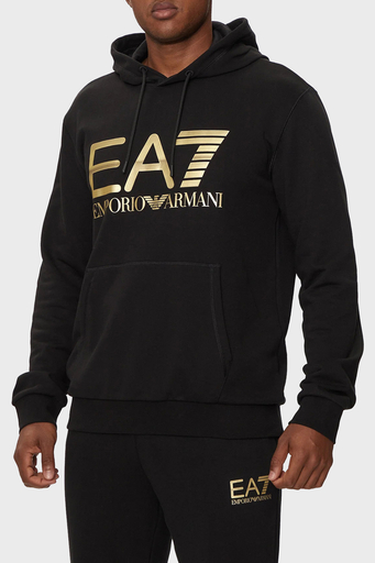 EA7 Pamuklu Regular Fit Logolu Kapüşonlu Erkek Sweat 6DPM16 PJSHZ 1200 SİYAH - 6