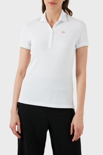 EA7 Pamuklu Regular Fit Polo Yaka Bayan T Shirt 3DTF04 TJ9DZ 1100 BEYAZ - 7