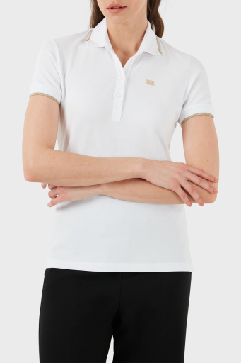 EA7 Pamuklu Regular Fit Polo Yaka Bayan T Shirt 3DTF04 TJ9DZ 1100 BEYAZ - 8