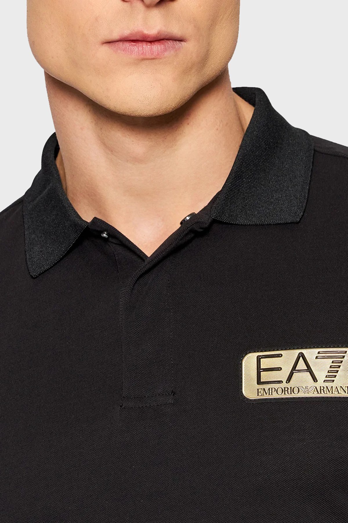 EA7 Pamuklu Regular Fit T Shirt Erkek Polo 3LPF09 PJ5AZ 1200 SİYAH