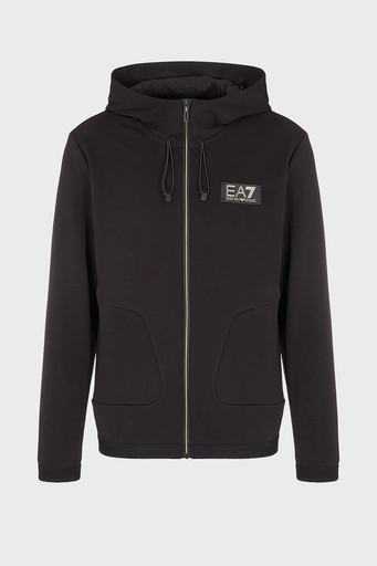EA7 Pamuklu Relaxed Fit Fermuarlı Kapüşonlu Erkek Sweat 3RPM30 PJFAZ 1200 SİYAH - 4