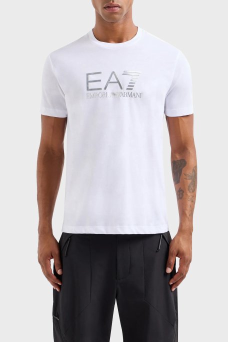 EA7 Pamuklu Slim Fit Bisiklet Yaka Erkek T Shirt 3DPT71 PJM9Z 1100 BEYAZ - 1